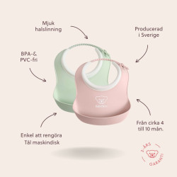Набір слинявчиків маленьких BabyBjorn Powder Green/Powder Pink 2 шт.