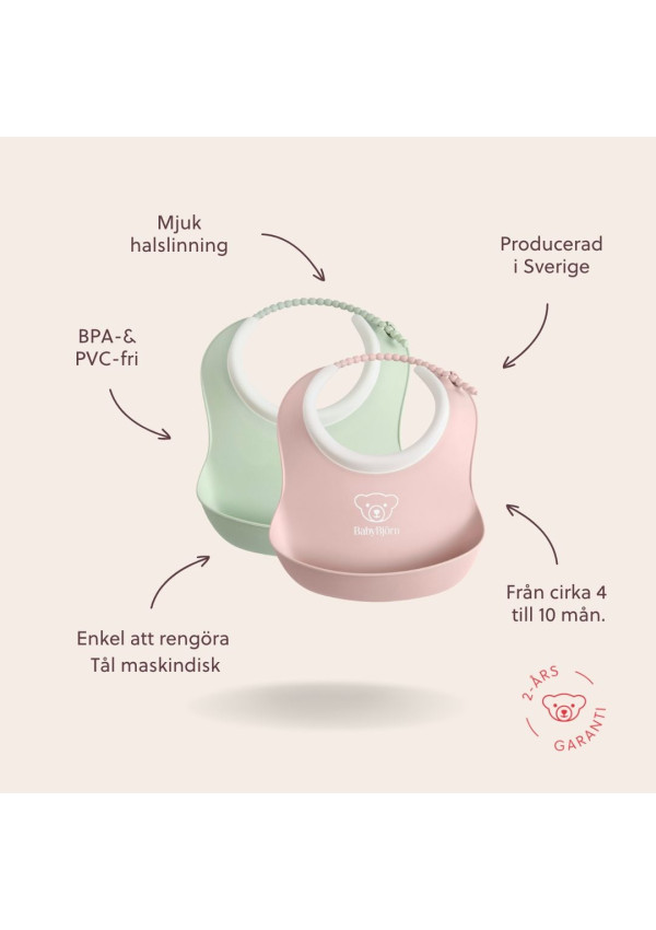 Набір слинявчиків маленьких BabyBjorn Powder Green/Powder Pink 2 шт.