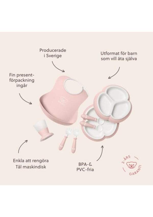 Набір дитячого посуду BabyBjorn Powder Pink, 8 ел.