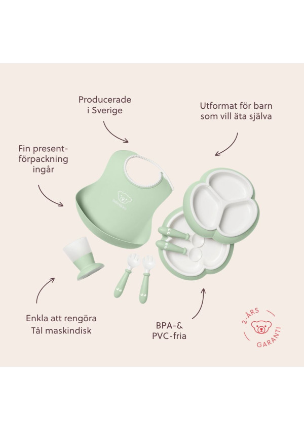 Набір дитячого посуду BabyBjorn Powder Green, 8 ел.