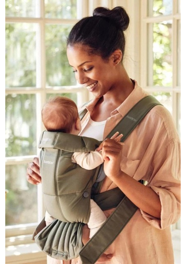 Рюкзак-кенгуру для немовлят BabyBjorn MINI Woven Dark Green