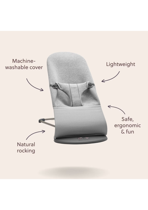 Шезлонг для немовлят BabyBjorn Bouncer BLISS 3D Jersey Sand Grey