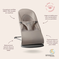 Шезлонг для немовлят BabyBjorn Bouncer BALANSE SOFT Woven/Jersey Tri Fabric Sand Grey