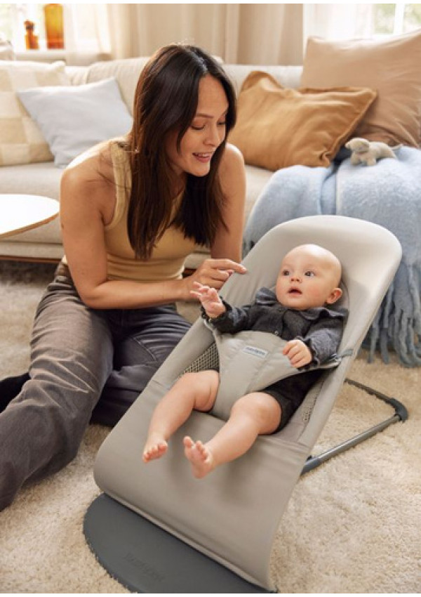 Шезлонг для немовлят BabyBjorn Bouncer BALANSE SOFT Woven/Jersey Tri Fabric Sand Grey