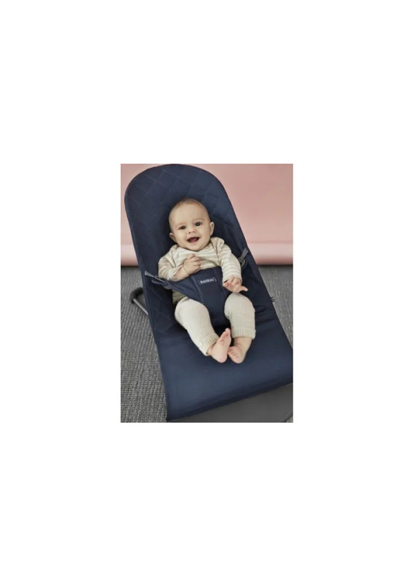 Шезлонг для немовлят BabyBjorn Bouncer BLISS Woven Navy Blue Classic Quilt