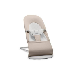 BabyBjorn - Крісло-шезлонг Bouncer Balance Soft Cotton/Jersey, Beige/Grey (світло-сіра рама)