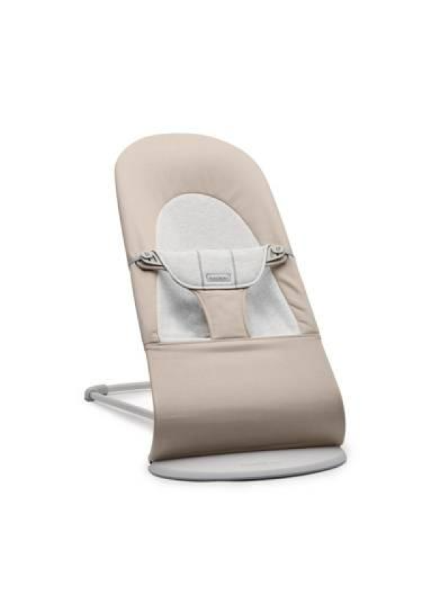 BabyBjorn - Крісло-шезлонг Bouncer Balance Soft Cotton/Jersey, Beige/Grey (світло-сіра рама)