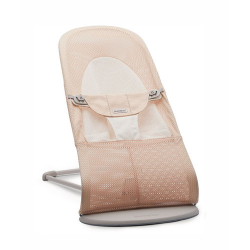 BabyBjorn - Крісло-шезлонг Bouncer Balance Soft Mesh, Pearly pink/White (світло-сіра рама)