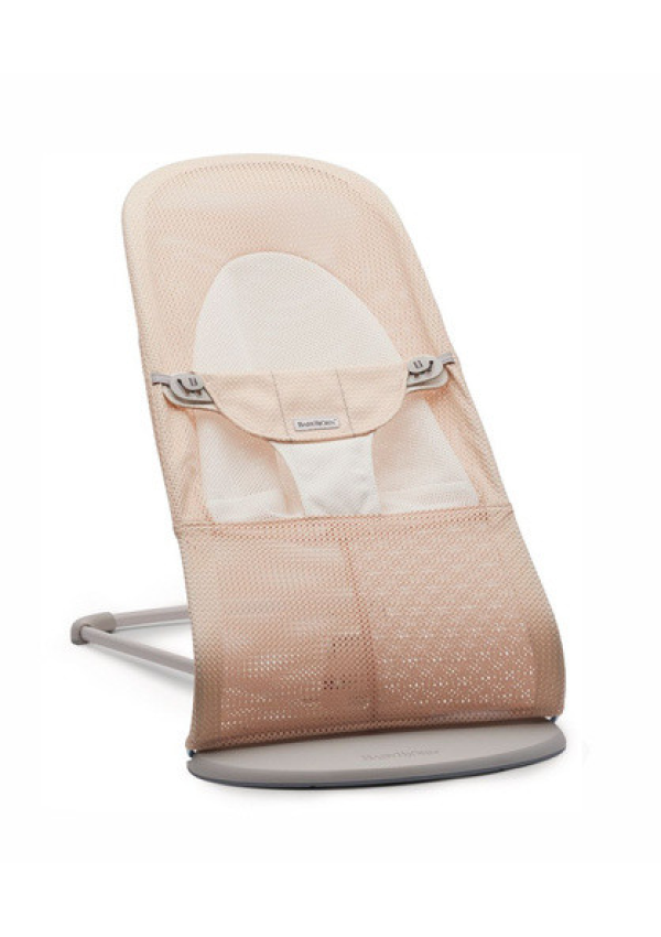 BabyBjorn - Крісло-шезлонг Bouncer Balance Soft Mesh, Pearly pink/White (світло-сіра рама)
