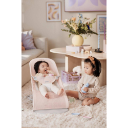 BabyBjorn - Крісло-шезлонг Bouncer Balance Soft Mesh, Pearly pink/White (світло-сіра рама)