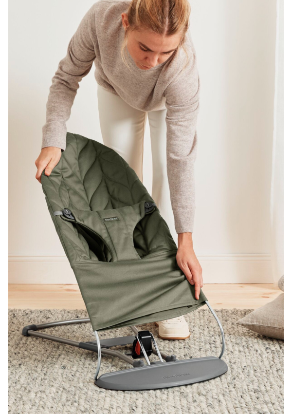 BabyBjorn - Крісло-шезлонг Bouncer Bliss Woven Petal Quilt, Dark green (темно-зелений)