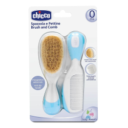 Chicco Набір:щітка натуральна + гребінець (0-12 м) блакитний