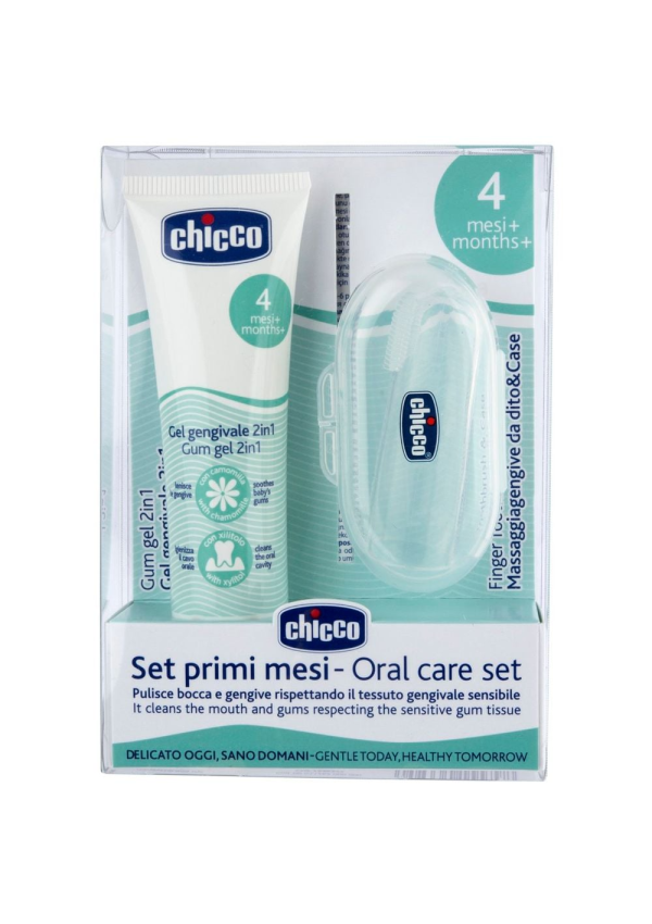 Chicco Набір: гель для ясен 2в1+ зубна щітка-масажер