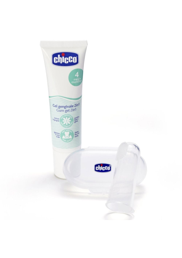 Chicco Набір: гель для ясен 2в1+ зубна щітка-масажер