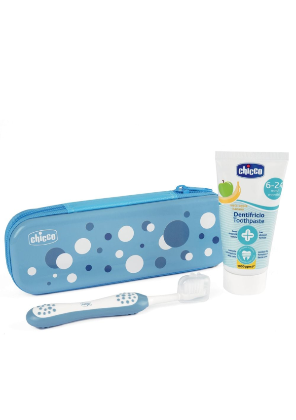 Chicco Дорожній набір від 6 міс.: щітка зубна + паста (хлопчик)