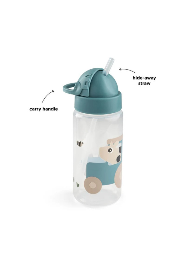 DonebyDeer Пляшечка з трубочкою Tiny Farm, синя, 350 мл