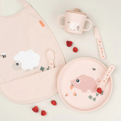 DoneByDeer Нагрудник Pull-over Tiny Farm, пудровий