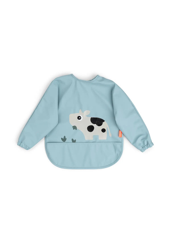 DoneByDeer Нагрудник з рукавами та кишенею Tiny Farm, синій