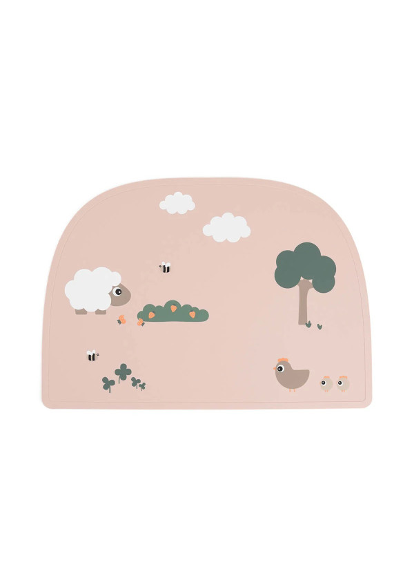 DoneByDeer Силіконовий килимок під тарілку Tiny Farm, пудровий