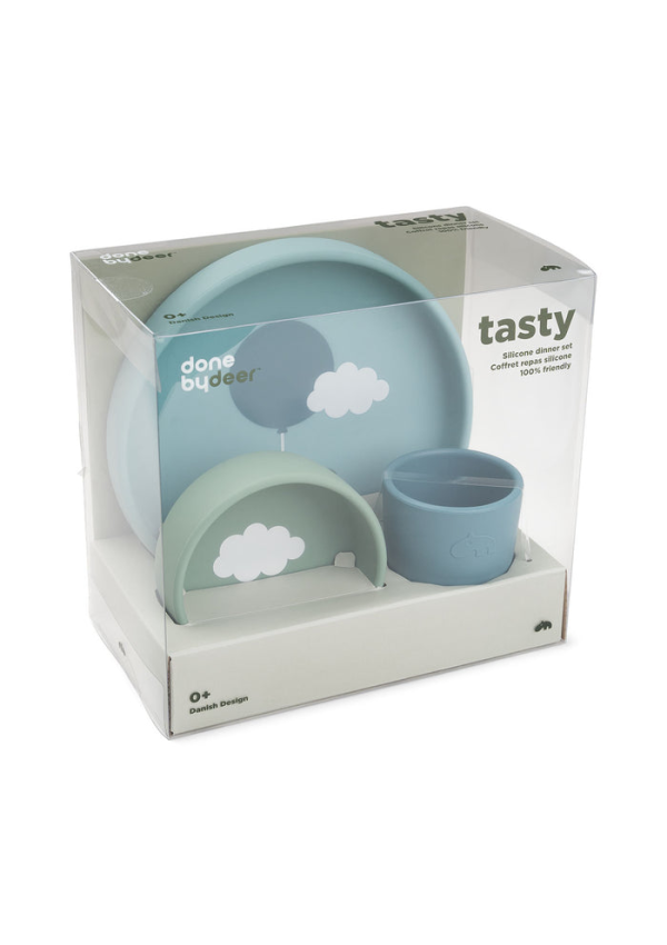 DoneByDeer Силіконовий набір для вечері Happy Clouds Синій