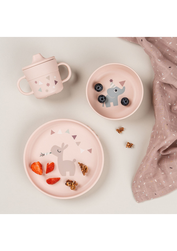 DoneByDeer Набір для годування Foodie з присоскою Celebration Пудровий