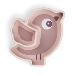 DoneByDeer Силіконова тарілка для перекусів Stick&Stay Birdee Пудра