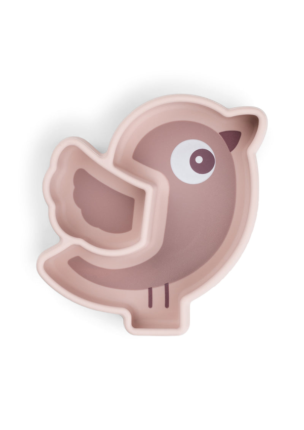 DoneByDeer Силіконова тарілка для перекусів Stick&Stay Birdee Пудра
