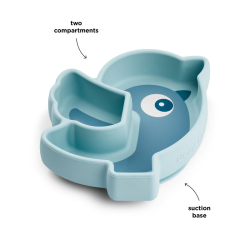 DoneByDeer Силіконова тарілка для перекусів Stick&Stay Birdee Синя