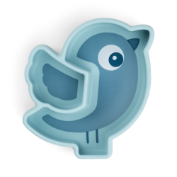 DoneByDeer Силіконова тарілка для перекусів Stick&Stay Birdee Синя
