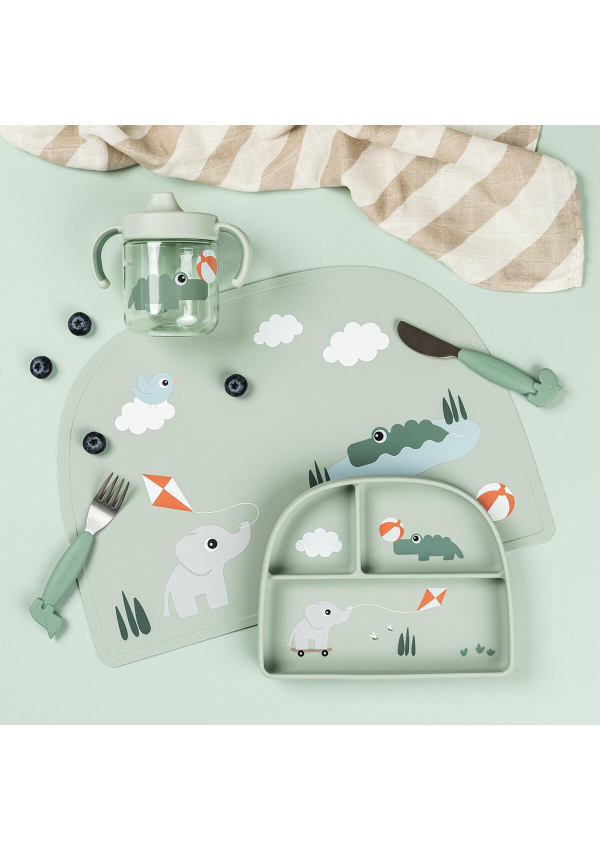 DoneByDeer Секційна тарілка Stick&Stay Playground зелена