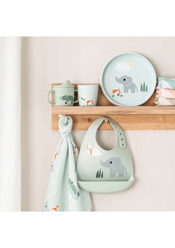 DoneByDeer Силіконова тарілка Stick&Stay Playground, блакитний