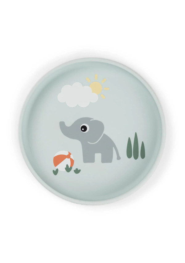 DoneByDeer Силіконова тарілка Stick&Stay Playground, блакитний