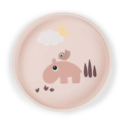 DoneByDeer Силіконова тарілка Stick&Stay Playground, пудровий