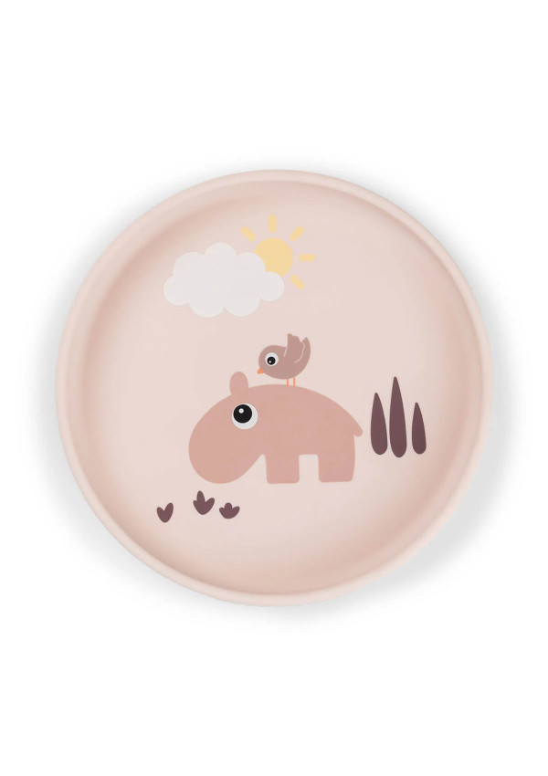 DoneByDeer Силіконова тарілка Stick&Stay Playground, пудровий