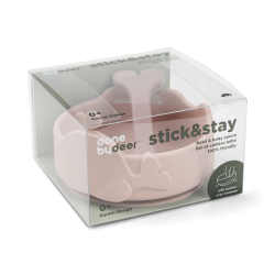 DoneByDeer Силіконова миска Stick&Stay та ложка для малюка Wally Пудра