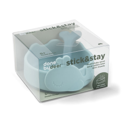 DoneByDeer Силіконова миска Stick&Stay та ложка для малюка Wally Синій