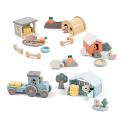 DoneByDeer Ігровий набір Tiny Farm Pigee, 10 дерев’яних фігурок