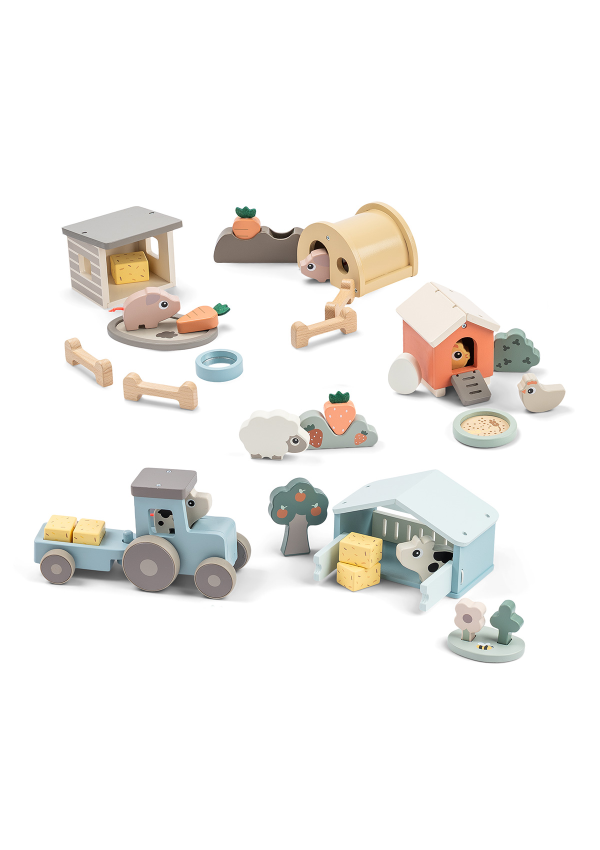 DoneByDeer Ігровий набір Tiny Farm Pigee, 10 дерев’яних фігурок