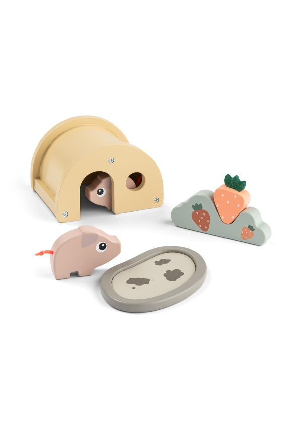 DoneByDeer Ігровий набір Tiny Farm Pigee, 10 дерев’яних фігурок