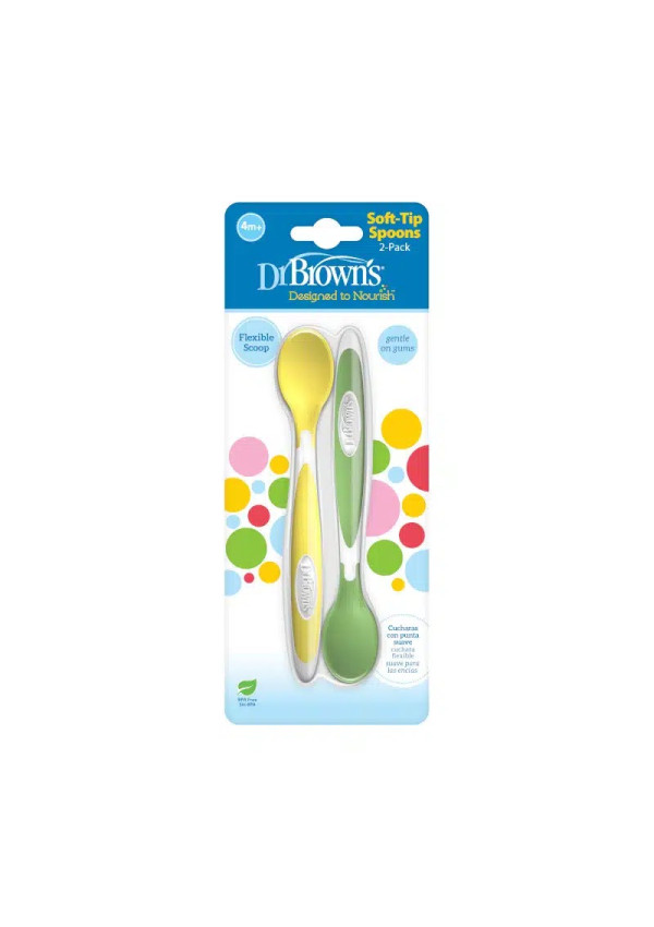 Dr. Browns Дитячі ложки, 2 шт. в упаковці (жовта, зелена)