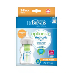 Dr. Browns Антиколікова пляшечка для годування з широким горлечком Options+, 150 мл, 2 шт. в упаковці