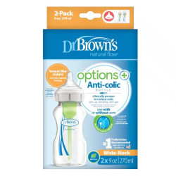 Dr. Browns Антиколікова пляшечка для годування з широким горлечком Options+, 270 мл, 2 шт. в упаковці