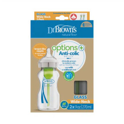 Dr. Browns Скляна пляшечка для годування з широким горлечком Options+, 270 мл, 2 шт. в упаковці