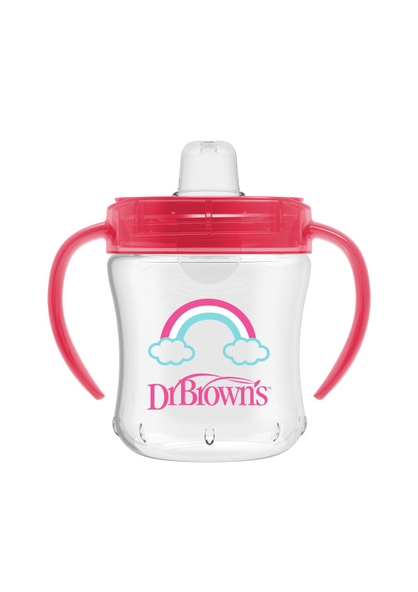 Dr. Browns Чашка-поїлка з м’яким носиком і ручками, 180 мл. Рожева Веселка (6м+), 1 шт.