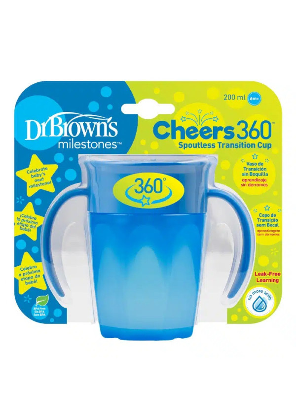 Dr. Browns Чашка 360 ° з ручками, 200 мл, колір блакитний, 1 шт. в упаковці
