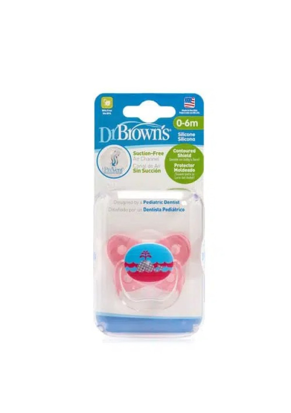 Dr. Browns Силіконова пустушка PreVent™ «Метелик», колір рожевий, 0-6 міс., 1 шт.