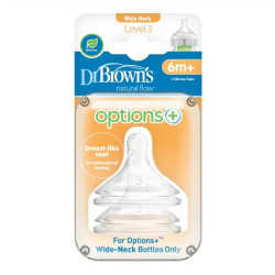 Dr. Browns Соска для пляшечки 3-го рівня з широким горлечком Options+, 6+ місяців, 2 шт. в упаковці