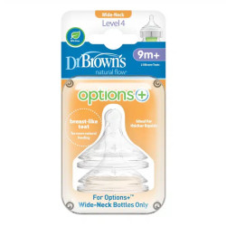Dr. Browns Соска для пляшечки 4-го рівня з широким горлечком Options+, 9+ місяців, 2 шт. в упаковці