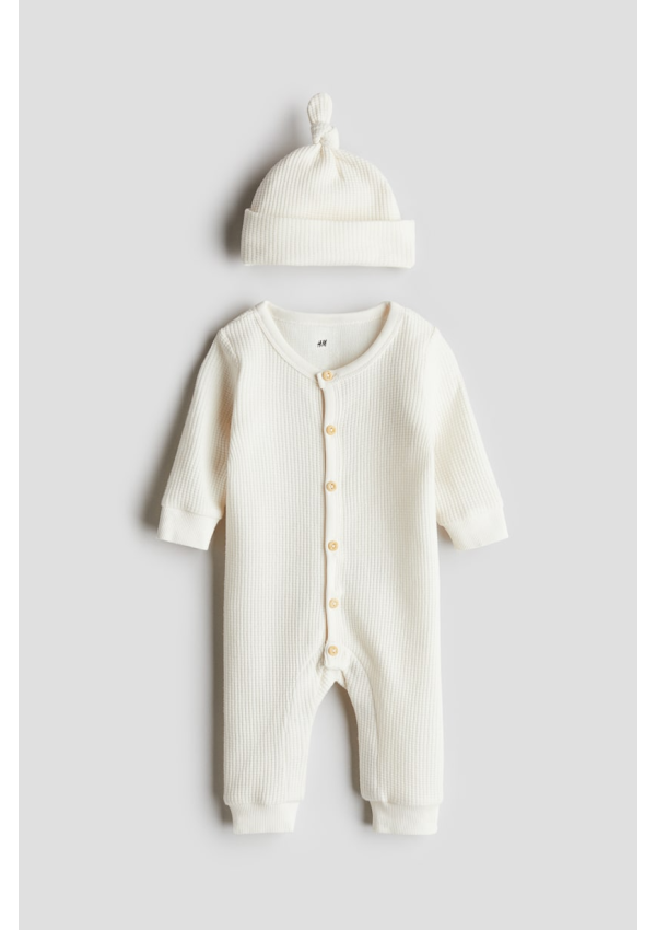H&M Ромпер з шапочкою молочний