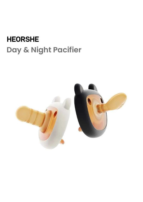Набір пустушок HEORSHE Day&Night, 2 шт, чорно-білий